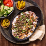 فتة باذنجان باللحم