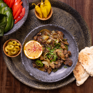 كبدة دجاج بالبصل